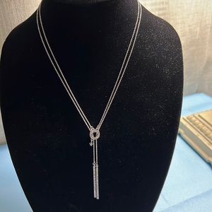 Touchstone crystal delicate necklace, with clear crystals.